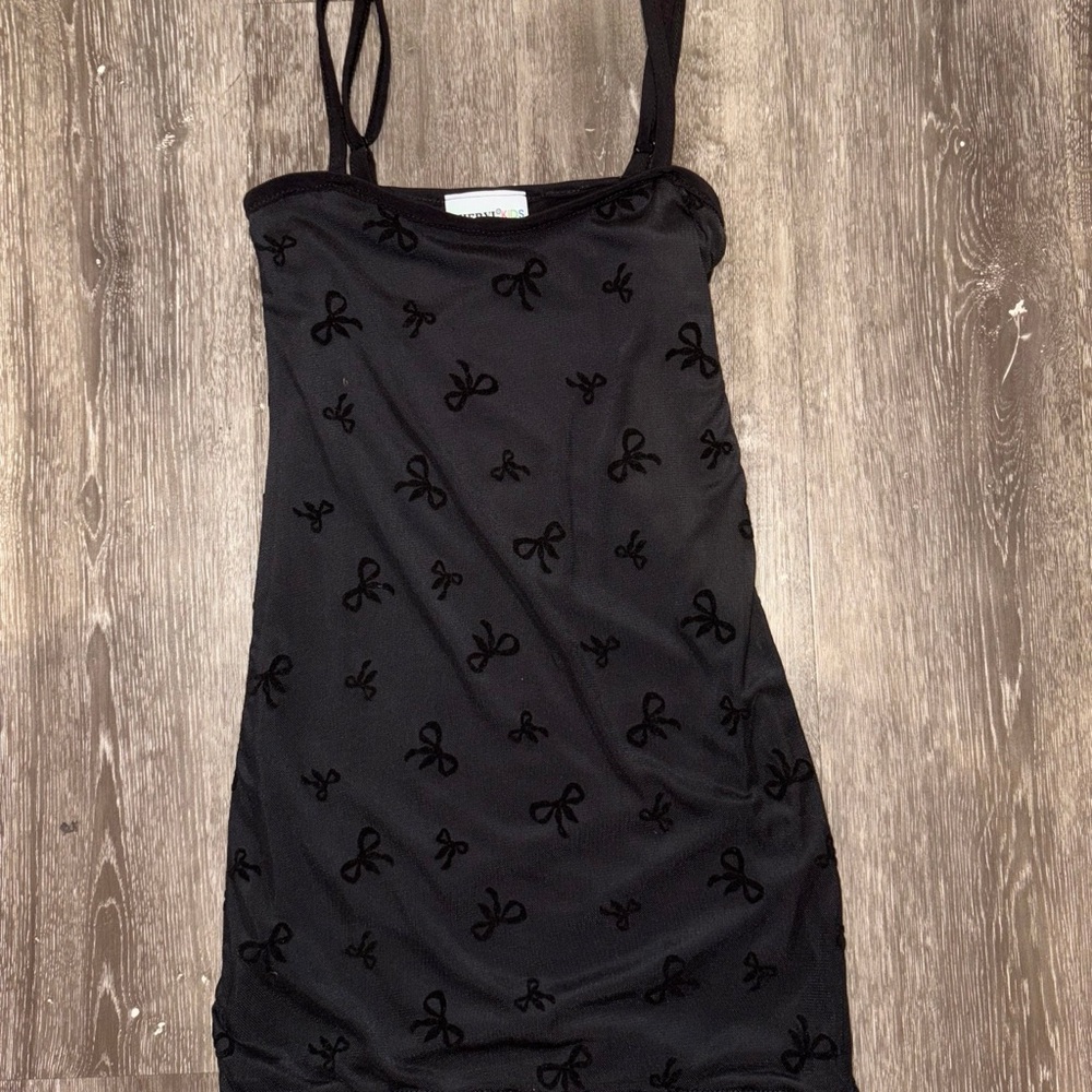 Black Dress with Bow Pattern